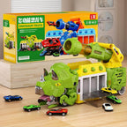 Dinosaur Transporter Truck 3-in-1 Swallowing Car with 360° Launcher and 18pcs Mini Cars for Kids