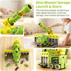 Dinosaur Transporter Truck 3-in-1 Swallowing Car with 360° Launcher and 18pcs Mini Cars for Kids