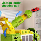 Dinosaur Transporter Truck 3-in-1 Swallowing Car with 360° Launcher and 18pcs Mini Cars for Kids