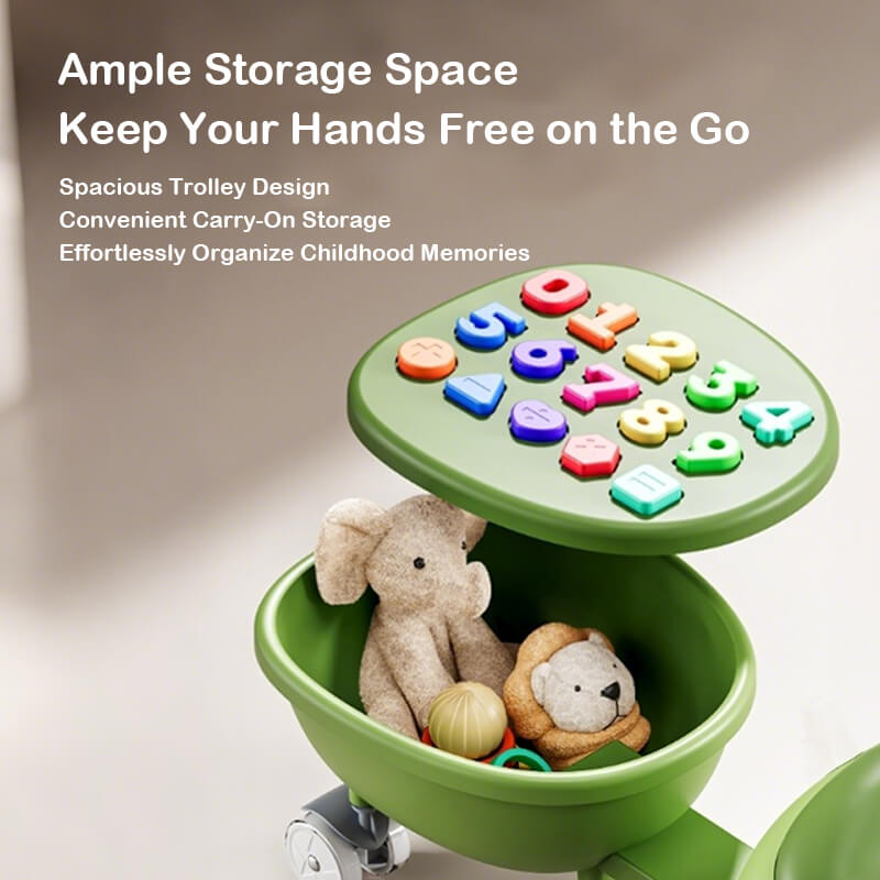 Kids Dinosaur Wiggle Car With Detachable Push Handle Quiet PU Wheels Sliding Car For Outdoors Indoors