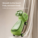 Kids Dinosaur Wiggle Car With Detachable Push Handle Quiet PU Wheels Sliding Car For Outdoors Indoors