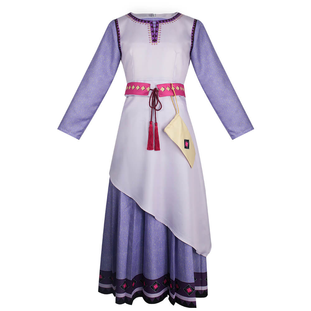 Wish Dress Asha Costume and Accessories 4pcs Suit Princess Dress Up Full Set for Kids Adults