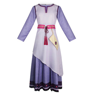Wish Dress Asha Costume and Accessories 4pcs Suit Princess Dress Up Full Set for Kids Adults