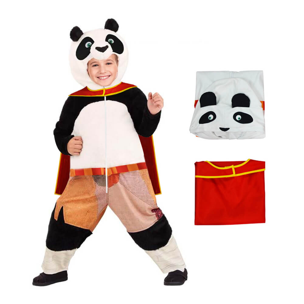 Dragon Warrior Panda Costume Po Cosplay Outfit Kids Adults Jumpsuit with Cape for Halloween