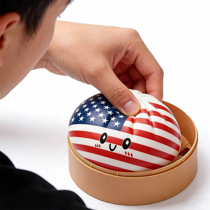 12pcs Dumpling Squishy with Steamer Box Soft Flag Blind Boxes Stress Relief Squeeze Toy for Kids & Adults