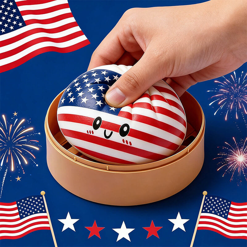 12pcs Dumpling Squishy with Steamer Box Soft Flag Blind Boxes Stress Relief Squeeze Toy for Kids & Adults