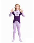 Girls Superheroine Bodysuit Purple Number One High Elasticity Zentai Suit for Cosplay Gatherings