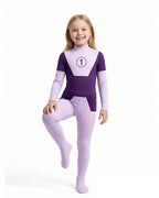 Girls Superheroine Bodysuit Purple Number One High Elasticity Zentai Suit for Cosplay Gatherings