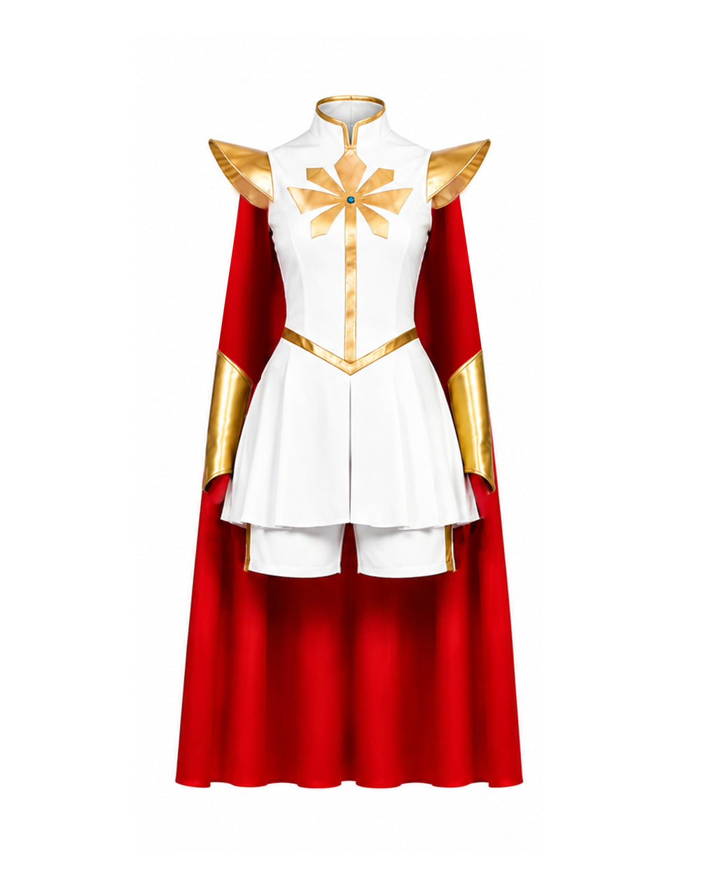 Girls Women Magical Princess of Power Costume White Goddess Warrior Dress Set with Cloak for Halloween Cosplay