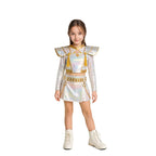 Pop Idol Costume White PU Leather Outfit Stage Performance Dress for Halloween Cosplay