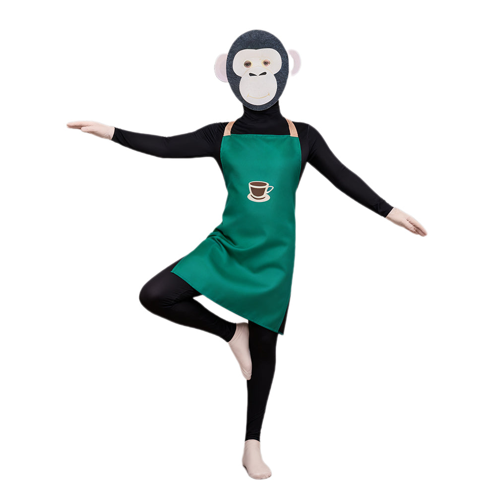 Brainrot Cosplay Outfit Green Money Banana Chimpanzini Jumpsuit Apron and Helmet for Carnival