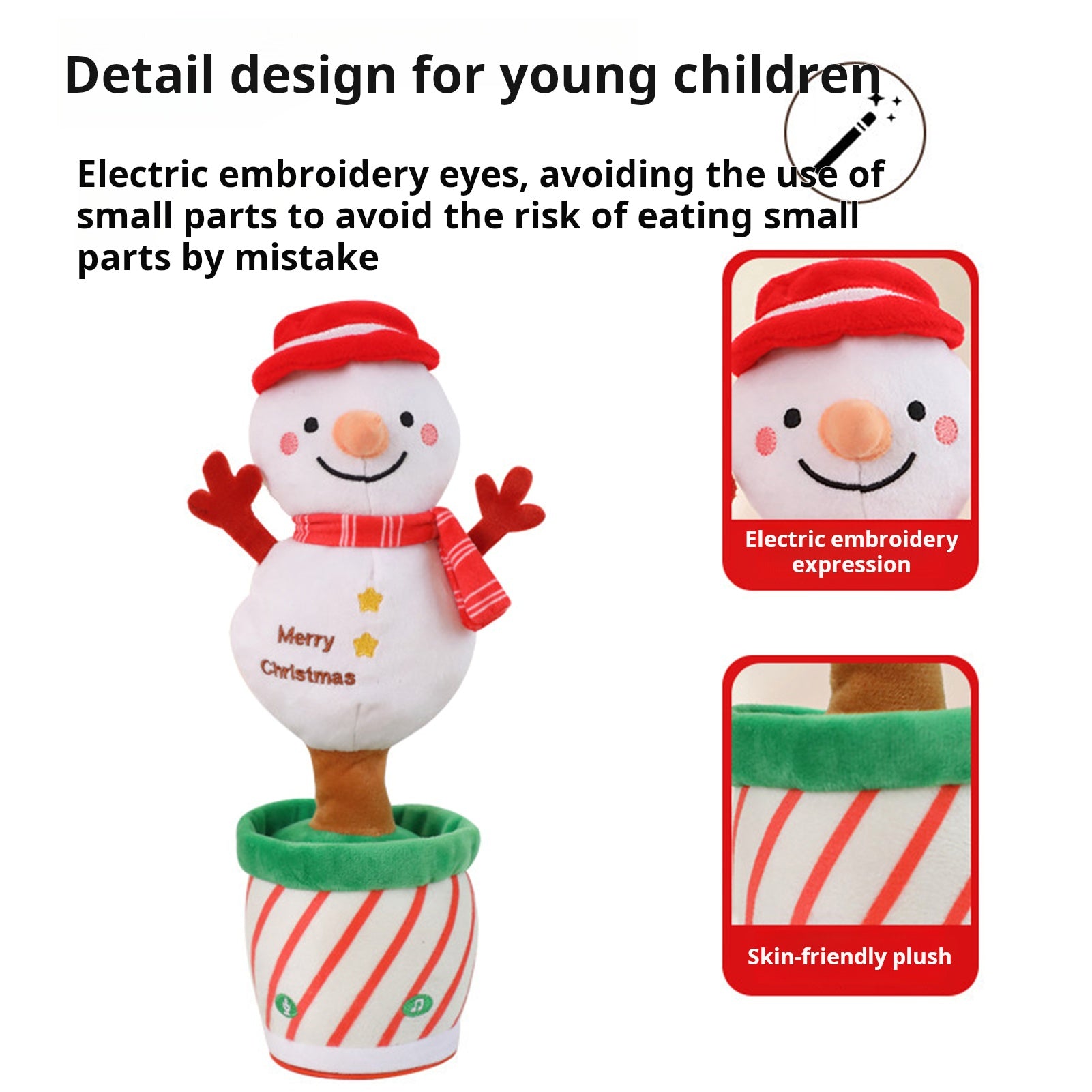 Electric Christmas Tree Santa Snowman Plush Toy Dancing Singing Recording Holiday Doll Decoration