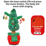 Electric Christmas Tree Santa Snowman Plush Toy Dancing Singing Recording Holiday Doll Decoration