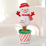 Electric Christmas Tree Santa Snowman Plush Toy Dancing Singing Recording Holiday Doll Decoration