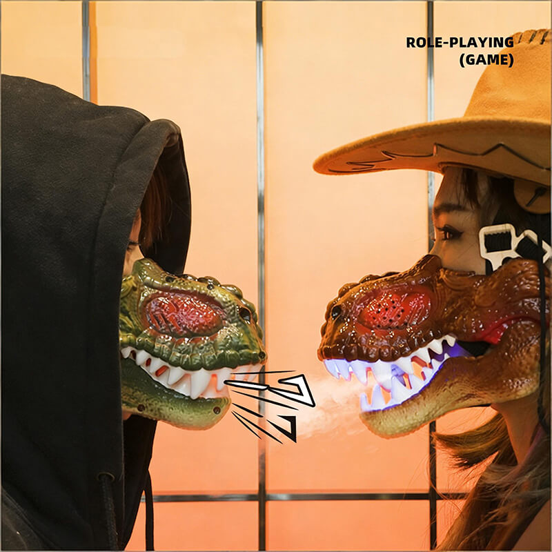 Electric Dino Spray Mask with Colorful Light Realistic Voice-changing Mask For Kids and Adults