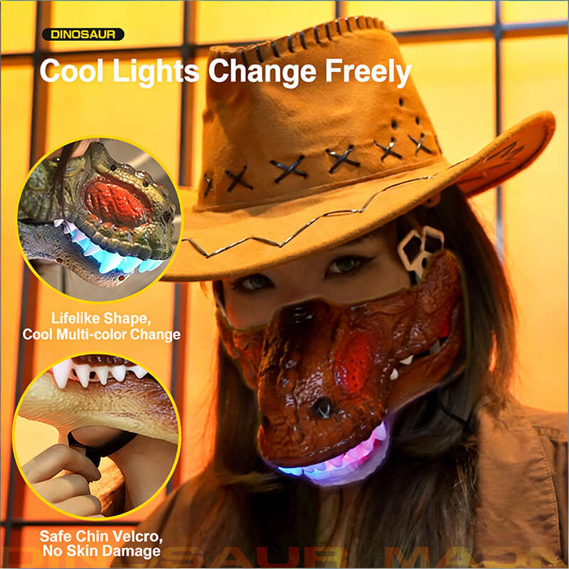 Electric Dino Spray Mask with Colorful Light Realistic Voice-changing Mask For Kids and Adults