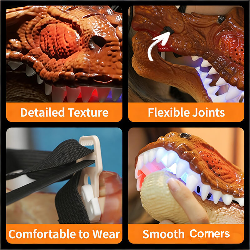 Electric Dino Spray Mask with Colorful Light Realistic Voice-changing Mask For Kids and Adults