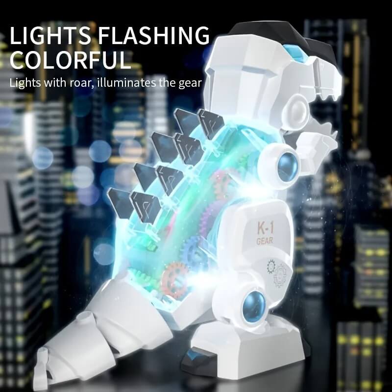Electric Dinosaur Toy Gear T-Rex Toy with LED Lights and Roar Sounds Walking Swing Dinosaur Robot for Kids