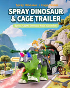 Electric Dinosaur Walking Triceratops Toy with Detachable Cage Trailer and Mist Spray for Kids 3+
