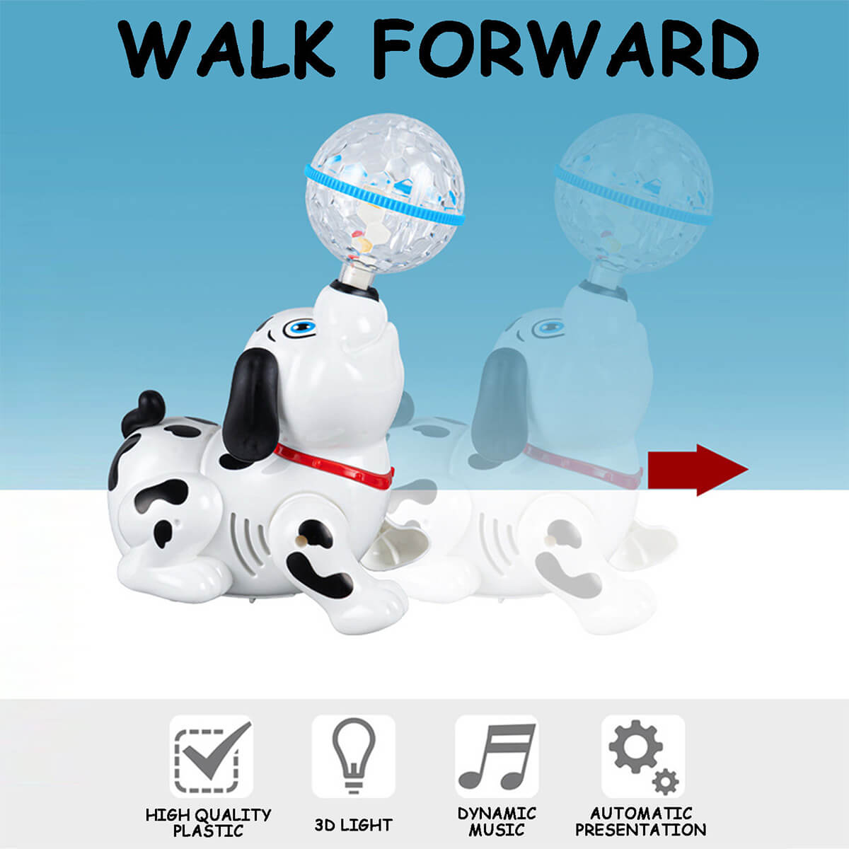 Electric Dog Dancing & Rotating Dog With Ball Kids Electric 3D Light Dog Pet