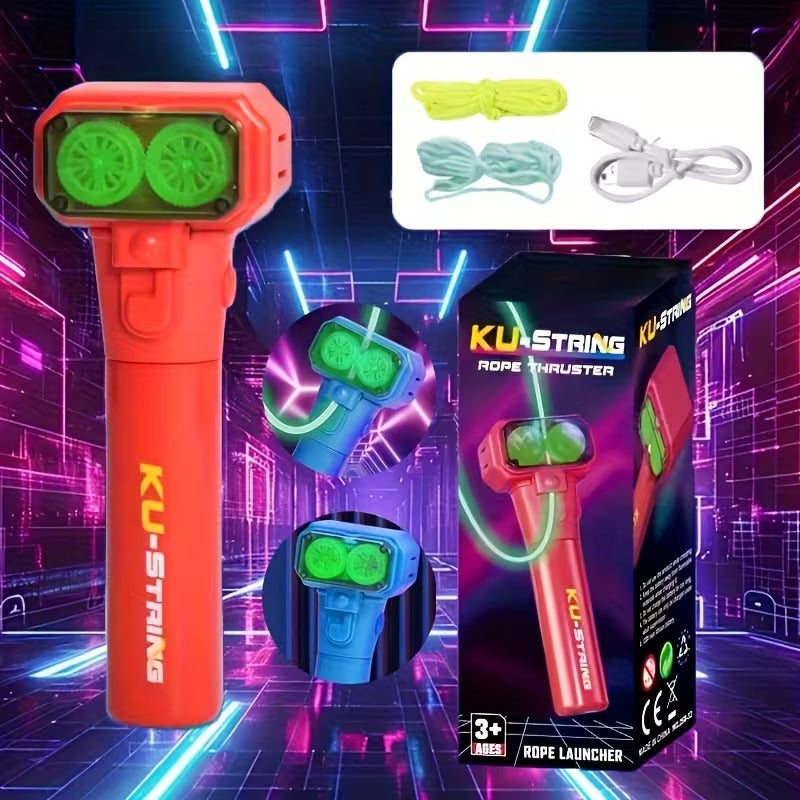 Electric Rope Launcher 118inch Luminous Rope Charging Fidget Toys Outdoor Toy