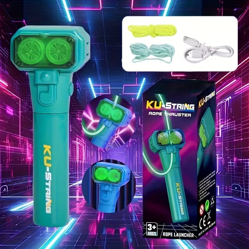 Electric Rope Launcher 118inch Luminous Rope Charging Fidget Toys Outdoor Toy