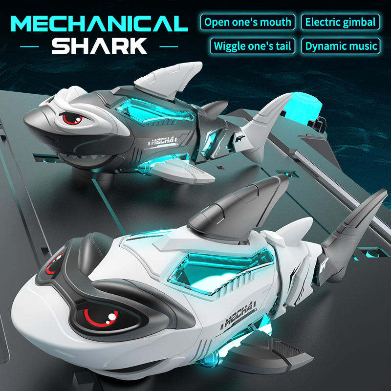 Electric Shark Toy Universal Running Mechanical Swinging Shark with Light Music Holiday Gift