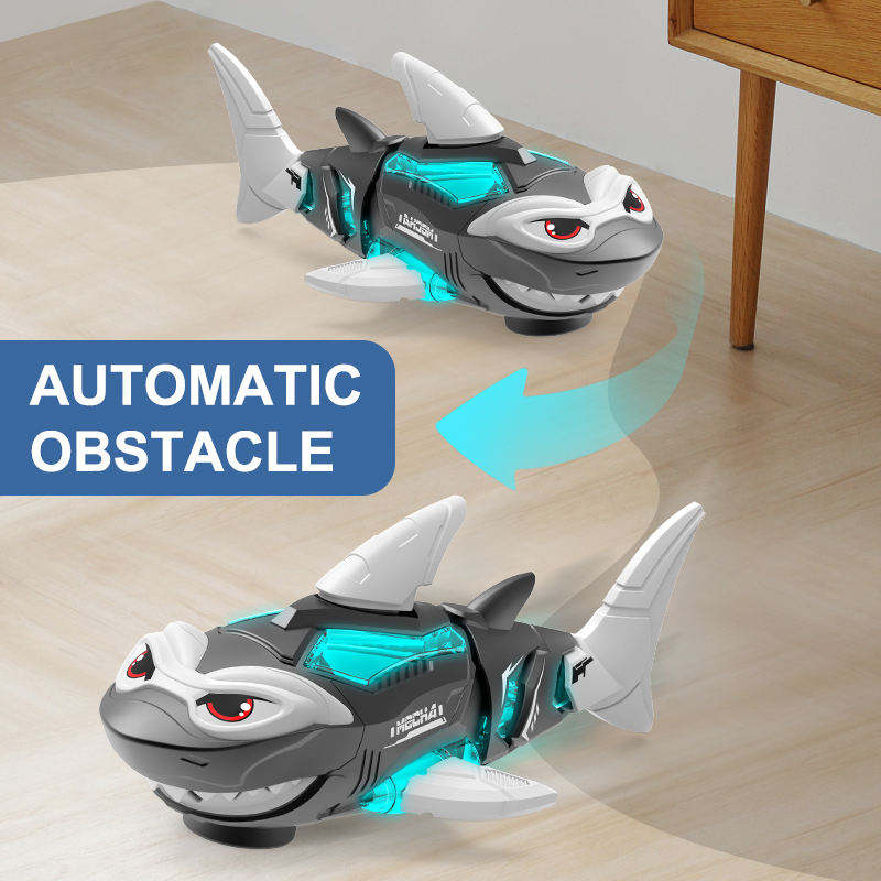Electric Shark Toy Universal Running Mechanical Swinging Shark with Light Music Holiday Gift