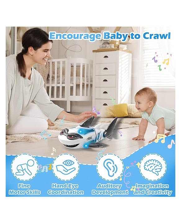 Electric Shark Toy Universal Running Mechanical Swinging Shark with Light Music Holiday Gift