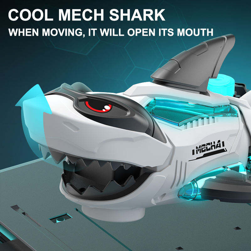 Electric Shark Toy Universal Running Mechanical Swinging Shark with Light Music Holiday Gift