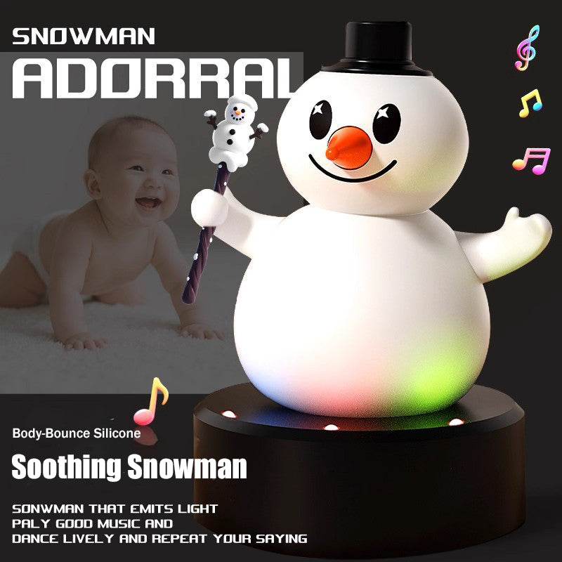 Electric Snowman Toy Silicone Swing Snowman Sing and Record Learning to Talk Toy with Light Music