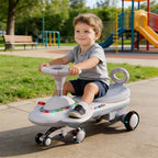 2 in 1 Electric Wiggle Car 6V 360° Swing Ride on Car Dual Motor Car with Music Light For Kids