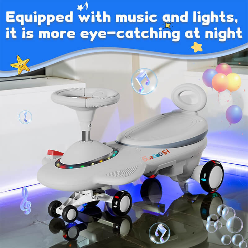 2 in 1 Electric Wiggle Car 6V 360° Swing Ride on Car Dual Motor Car with Music Light For Kids