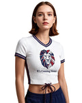 English Premier League Jersey White British It's Coming Home Inspired Crop Top for Soccer Game Night Lounging