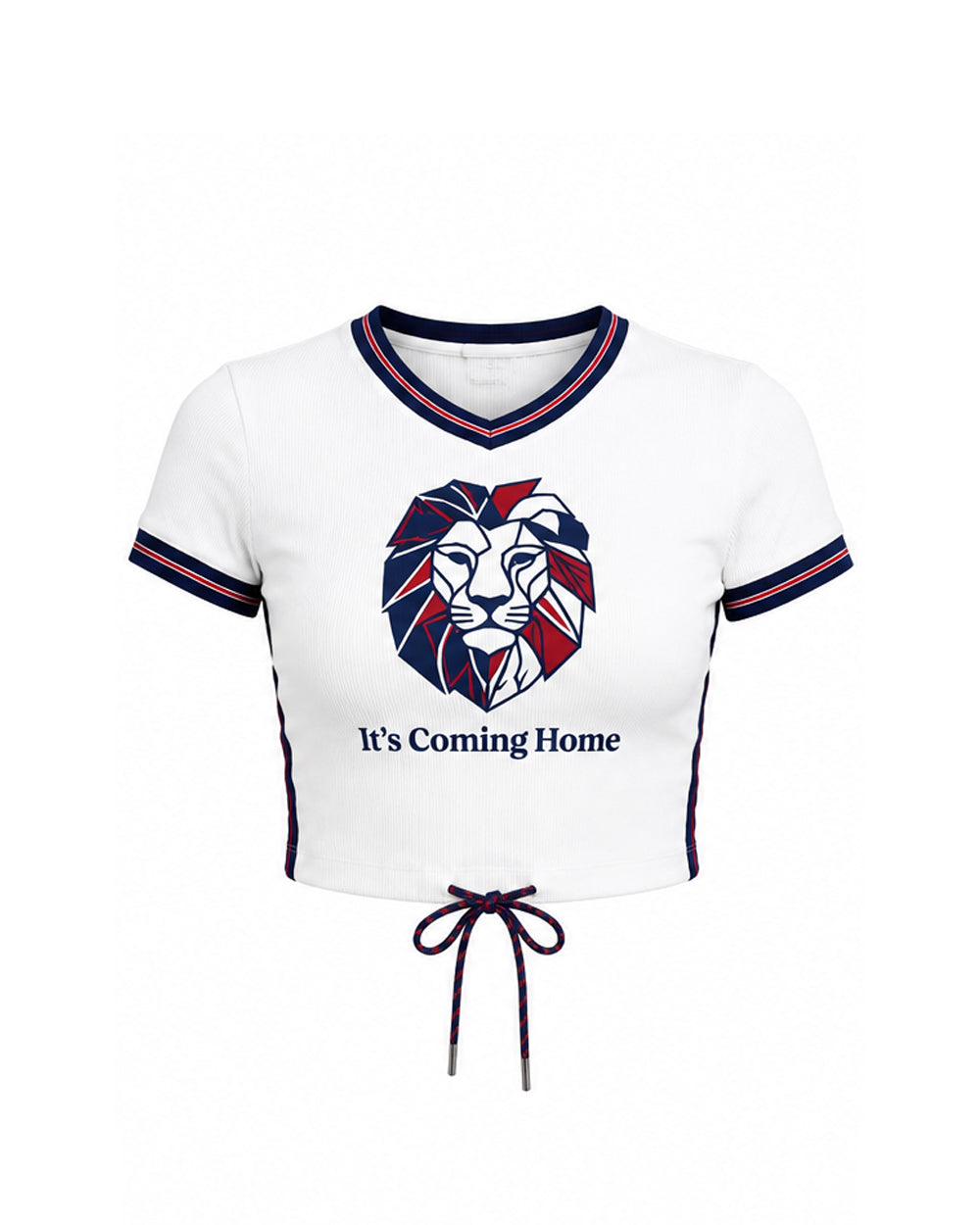 English Premier League Jersey White British It's Coming Home Inspired Crop Top for Soccer Game Night Lounging