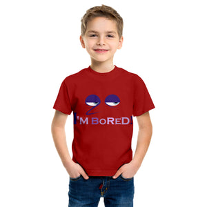 Kids Ennui T-shirt Inside I Am Bored Summer Pure Cotton Shirt Boys Emotion Costume