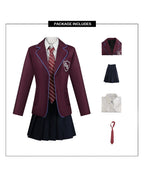 Musical Theater School Uniform Burgundy Blazer Pleated Skirt Shirt and Tie for Bookworm Fans