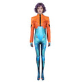 Adult Space Ranger Costume Blue Jumpsuit and Orange Coat 2pcs Suit for Halloween Carnival
