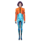 Adult Space Ranger Costume Blue Jumpsuit and Orange Coat 2pcs Suit for Halloween Carnival