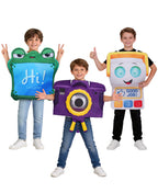 Kids Green Frog Tablet Costume Purple Camera Tunic Funny Movie Inspired Hi-Tech Toy Outfit for Group Halloween Dress Up