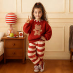 Kids Christmas Pajamas Red Holiday Loungewear Cozy Sherpa Sleepwear for Boys Girls