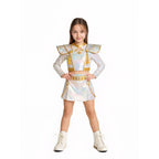 Pop Idol Costume White PU Leather Outfit Stage Performance Dress for Halloween Cosplay