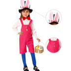 Girls Easter Bunny Costume Cute Rabbit Overalls with Bunny Ear Hat Outfit for Party