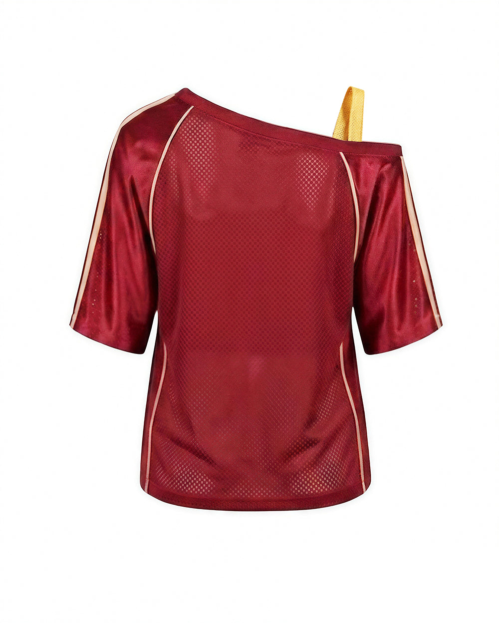 Women Spain Jersey Dark Red Off Shoulder Top for Football Game Day Sports Outfits and Streetwear