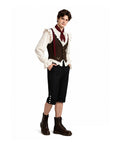 I Am Frankelda Herneval Costume Gothic Monster Prince White Ruffle Shirt Vest Pants Full Outfit for Boys Mens Halloween Carnival