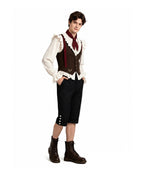 I Am Frankelda Herneval Costume Gothic Monster Prince White Ruffle Shirt Vest Pants Full Outfit for Boys Mens Halloween Carnival