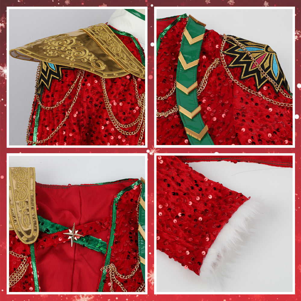 Christmas Pop Star Costume Golden Dance Suit Sequin Party Dress Dress Up Outfit
