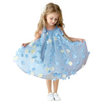 Flower Girl Dresses Cute Blue Sleeveless Tulle Princess Party Dress with 3D Floral Appliques