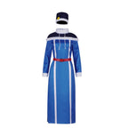 Rain Woman Lockser Costume Blue Dress Shoulder Cape and Hat for Cosplay