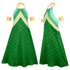 Women Wendi Costume Sky Dragon Slayer Green Dress and Wig for Cosplay Party